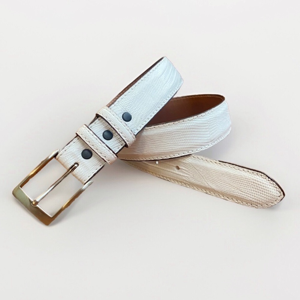 JACOB HILL WHITE REAL GENUINE LIZARD SKIN BELT